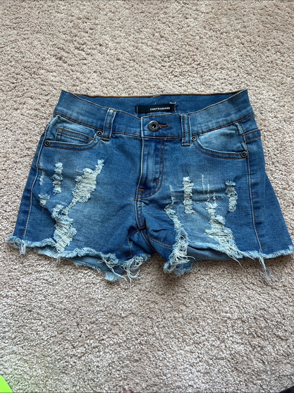 Contraband Kids Distressed Denim Shorts - Blue